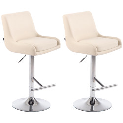 Set di 2 sgabelli da bar, stile Club, similpelle, cromati e crema