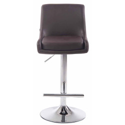 Juego de 2 taburetes de bar Club, imitación piel, marrón cromado