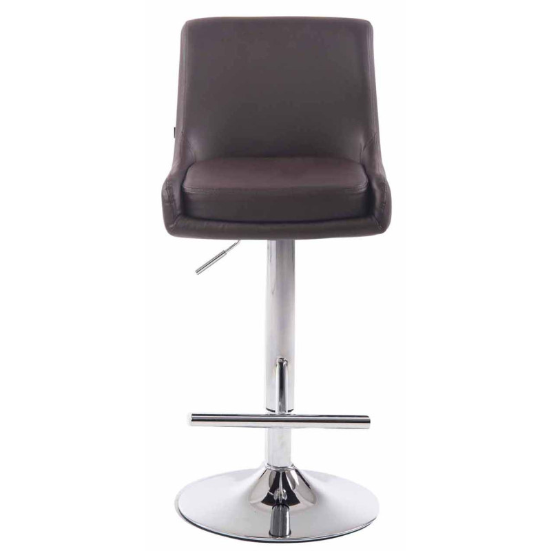 Juego de 2 taburetes de bar Club, imitación piel, marrón cromado