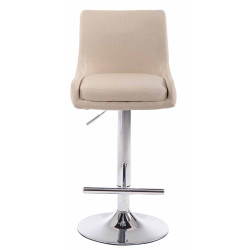 Conjunto de 2 banquetas de bar, tecido Club, cromado e creme.