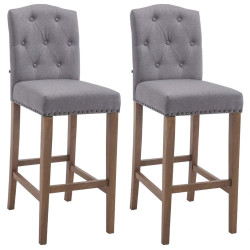 Set di 2 sgabelli da bar Louise, tessuto grigio chiaro anticato