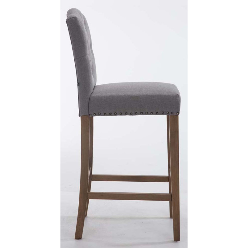 Set di 2 sgabelli da bar Louise, tessuto grigio chiaro anticato