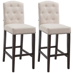 Set di 2 sgabelli da bar Louise, tessuto crema anticato