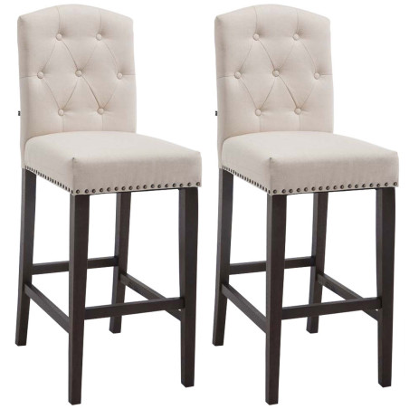 Set di 2 sgabelli da bar Louise, tessuto crema anticato