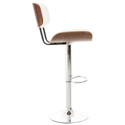 Tabouret de bar Sarnia, similicuir, noyer/blanc