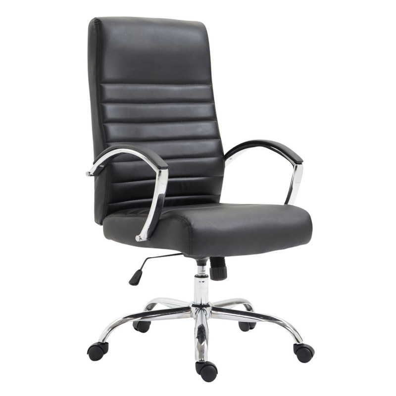 Chaise de bureau Valais en cuir artificiel noir