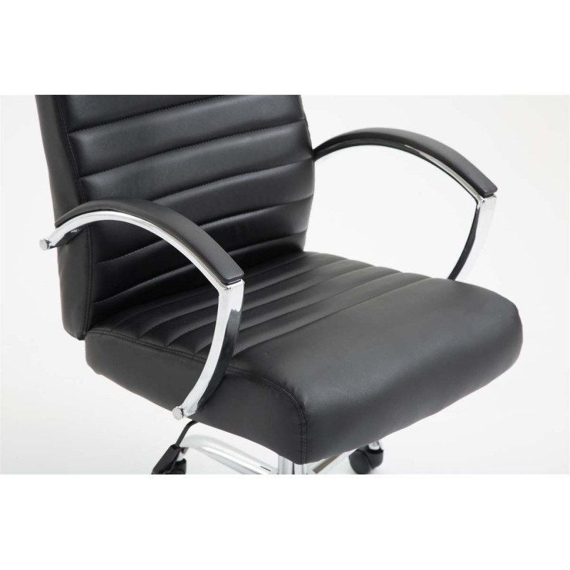 Chaise de bureau Valais en cuir artificiel noir