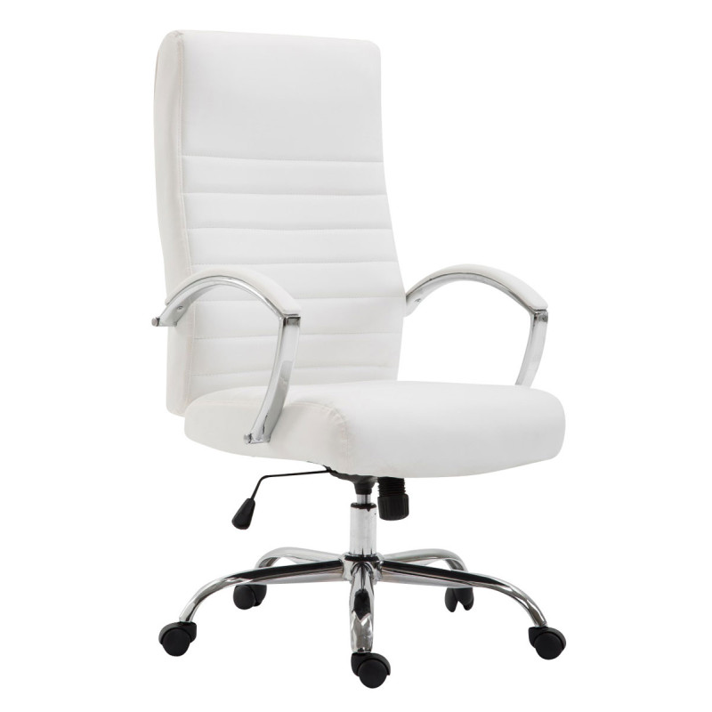 Chaise de bureau Valais en cuir artificiel blanc