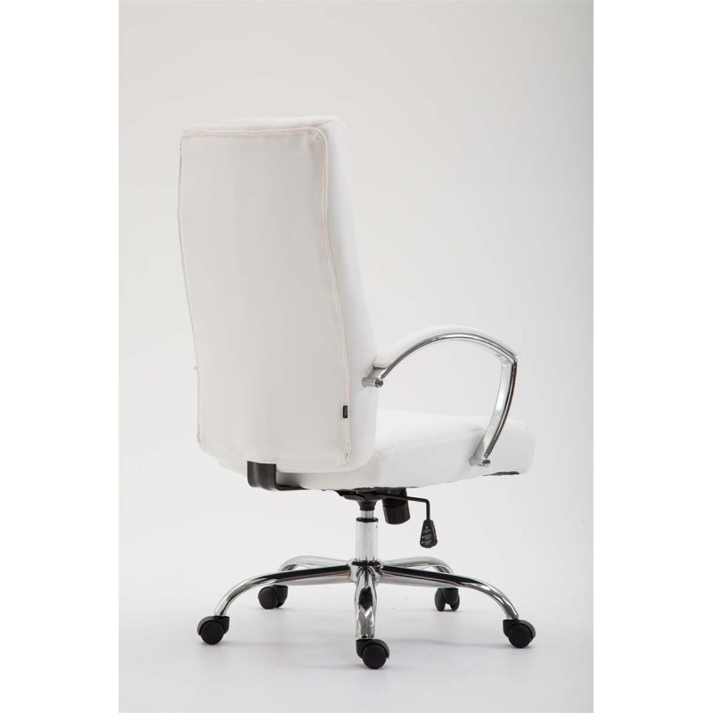 Chaise de bureau Valais en cuir artificiel blanc