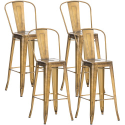 Ensemble de 4 tabourets de bar Aiden dorés