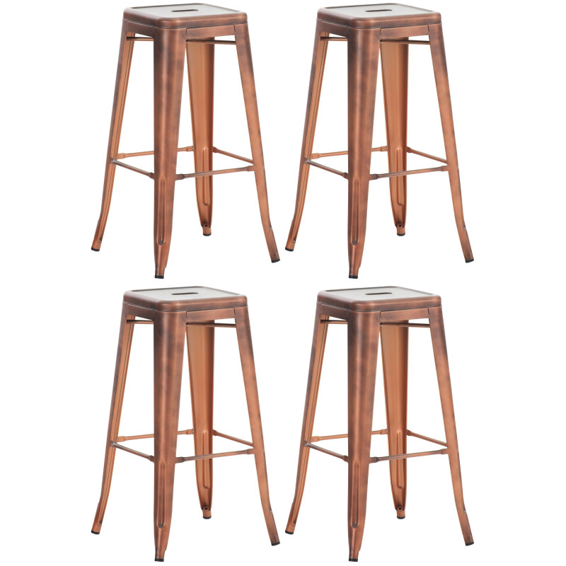 Juego de 4 taburetes de bar Joshua de cobre