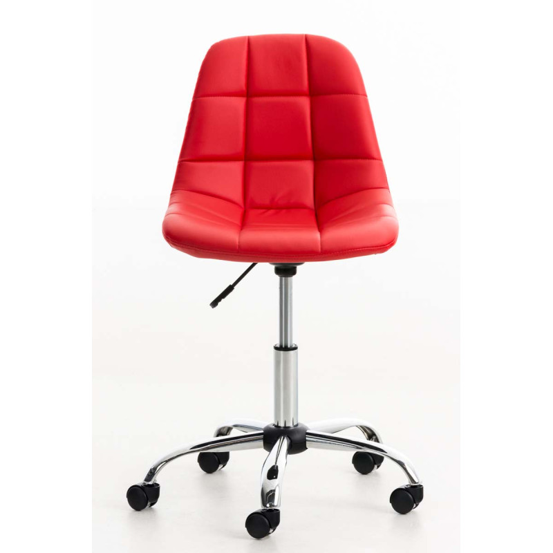 Chaise de bureau Emil, cuir artificiel rouge