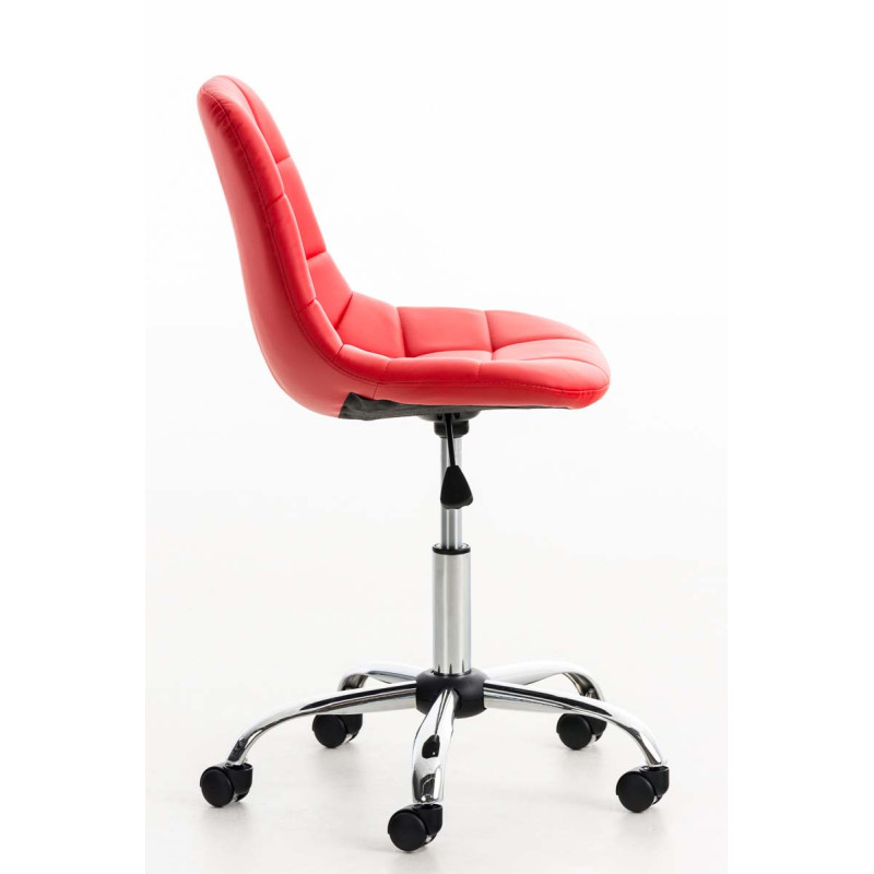 Chaise de bureau Emil, cuir artificiel rouge