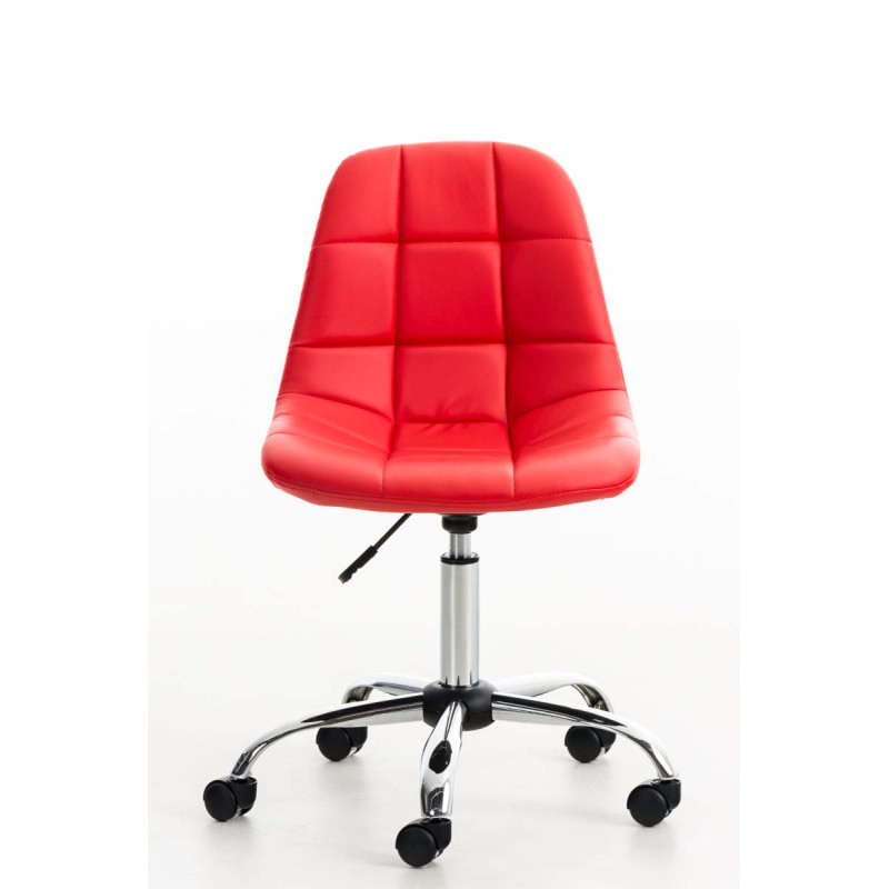 Chaise de bureau Emil, cuir artificiel rouge