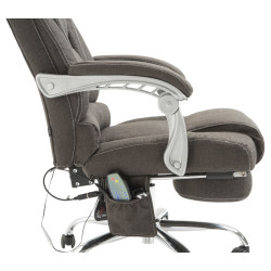 Chaise de bureau en tissu Pacific avec fonction massage gris foncé