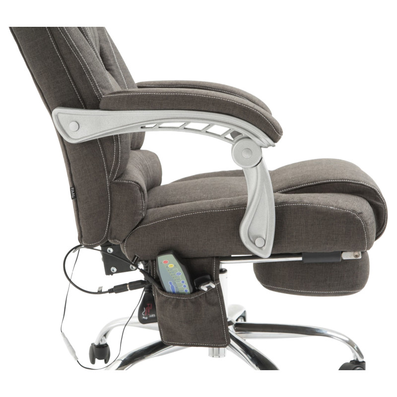 Chaise de bureau en tissu Pacific avec fonction massage gris foncé