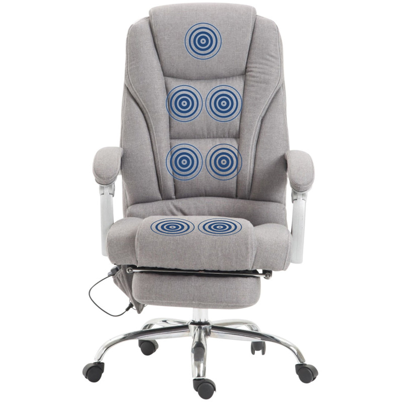 Chaise de bureau en tissu Pacific avec fonction massage gris