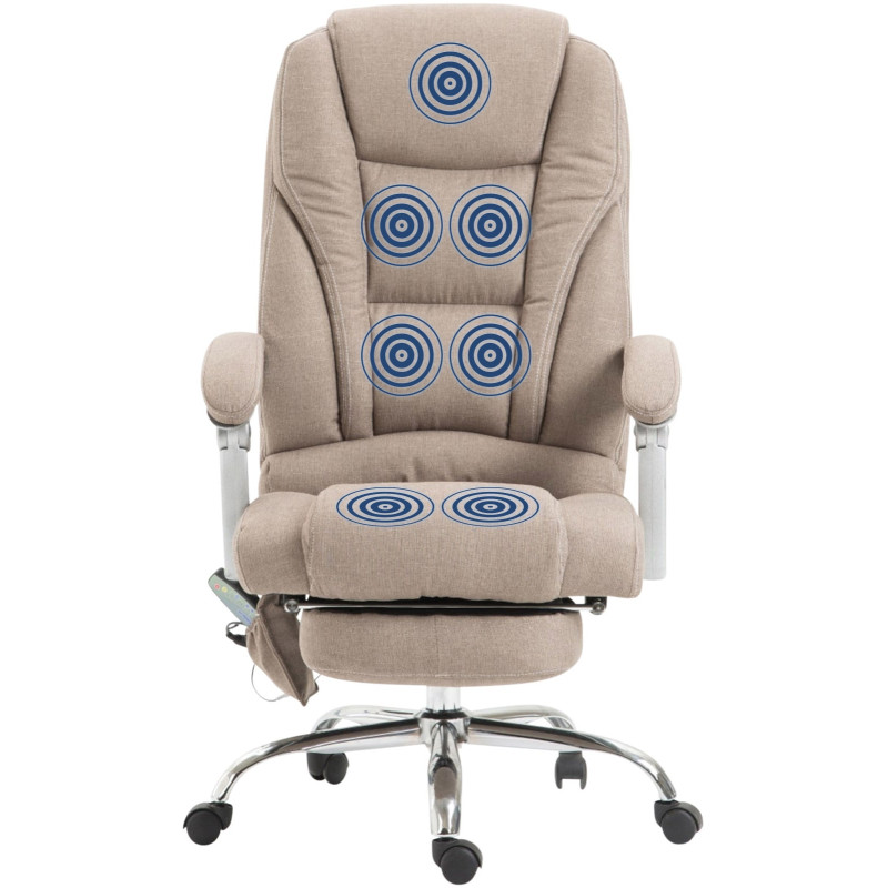 Chaise de bureau en tissu Pacific avec fonction massage taupe