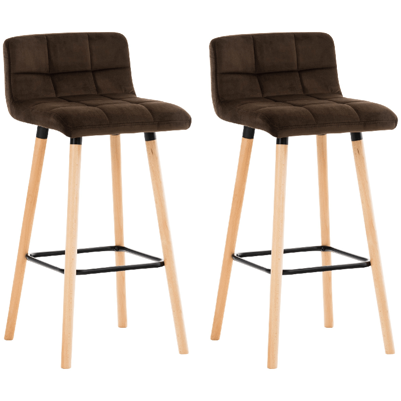 Ensemble de 2 tabourets de bar Lincoln en velours marron