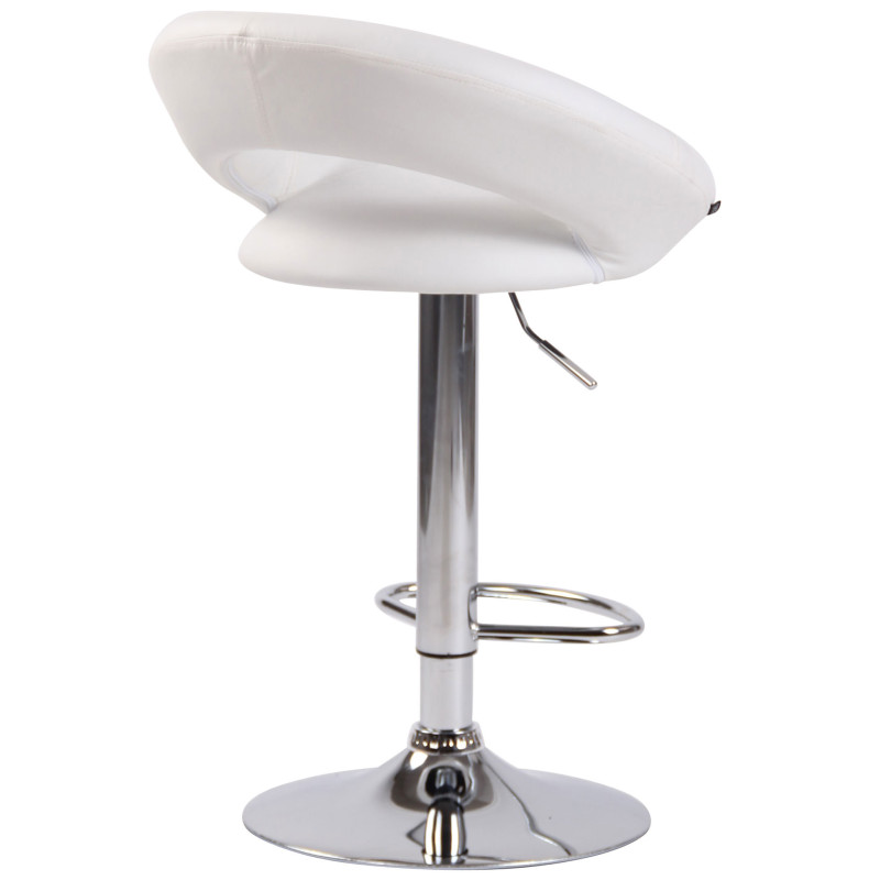 Tabouret de bar Olinda, similicuir, chrome, blanc