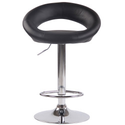 Tabouret de bar Olinda, similicuir, chrome, noir