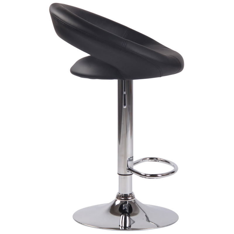 Tabouret de bar Olinda, similicuir, chrome, noir