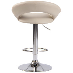 Tabouret de bar Olinda, similicuir, chrome, crème