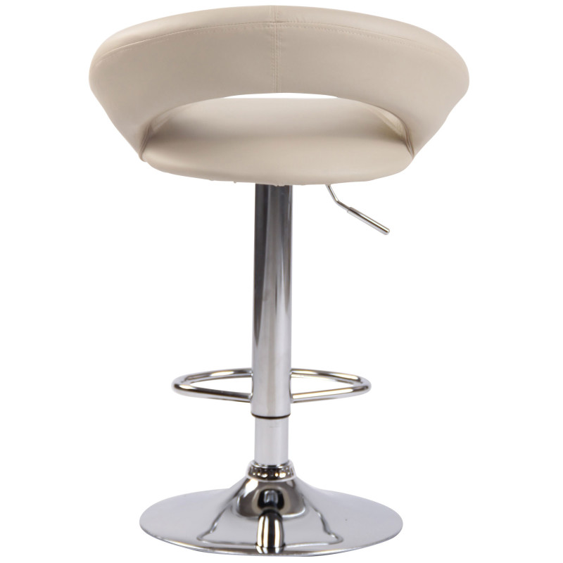 Tabouret de bar Olinda, similicuir, chrome, crème