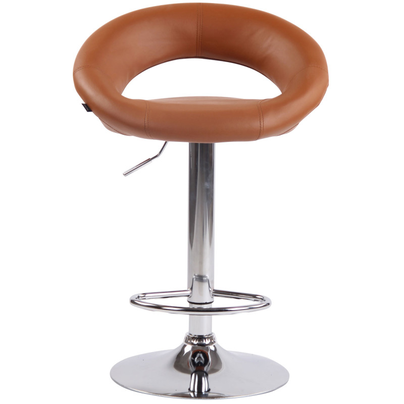 Tabouret de bar Olinda, similicuir, chrome, marron clair