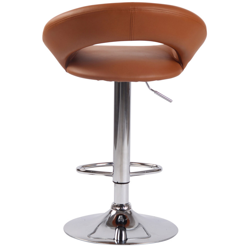 Tabouret de bar Olinda, similicuir, chrome, marron clair