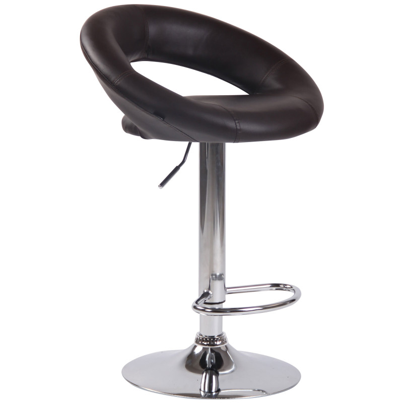 Tabouret de bar Olinda, similicuir, marron chromé