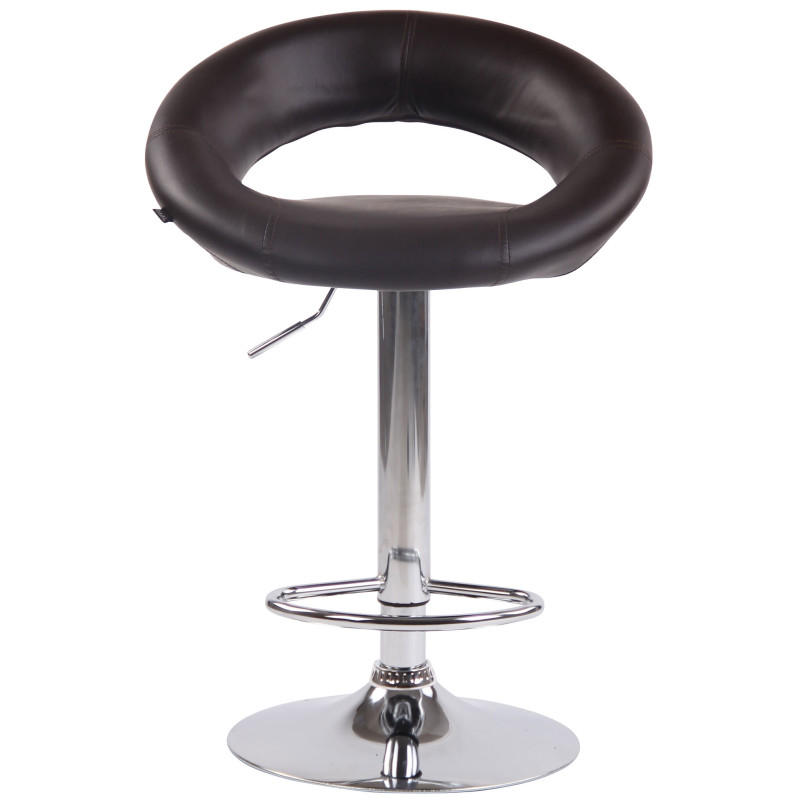Tabouret de bar Olinda, similicuir, marron chromé