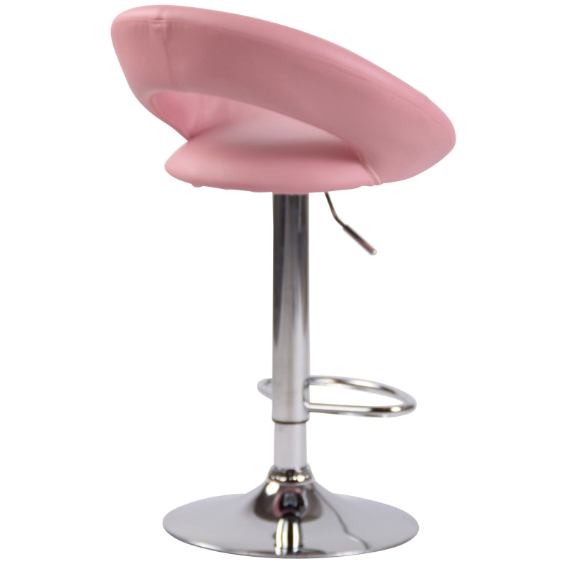 Tabouret de bar Olinda, similicuir, chromé, rose