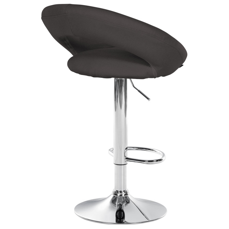 Tabouret de bar Olinda, tissu, chrome, gris foncé
