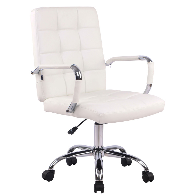 Chaise de bureau Deli PRO simili cuir blanc