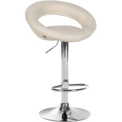 Tabouret de bar Olinda, tissu, chrome, crème