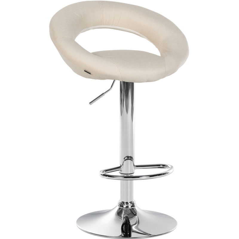 Tabouret de bar Olinda, tissu, chrome, crème