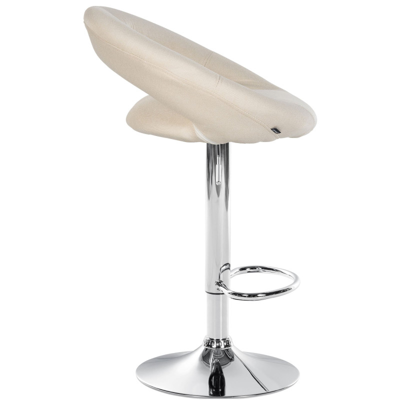 Tabouret de bar Olinda, tissu, chrome, crème