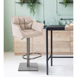 Tabouret de bar Damaso E tissu ivoire