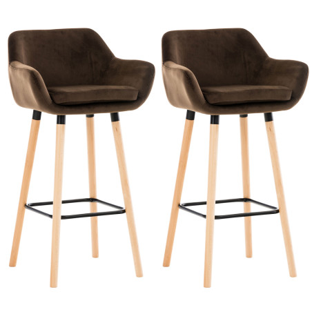 Ensemble de 2 tabourets de bar Grant en velours marron