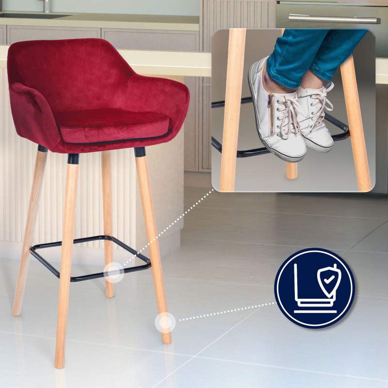 Conjunto de 2 banquetas Grant em veludo vermelho