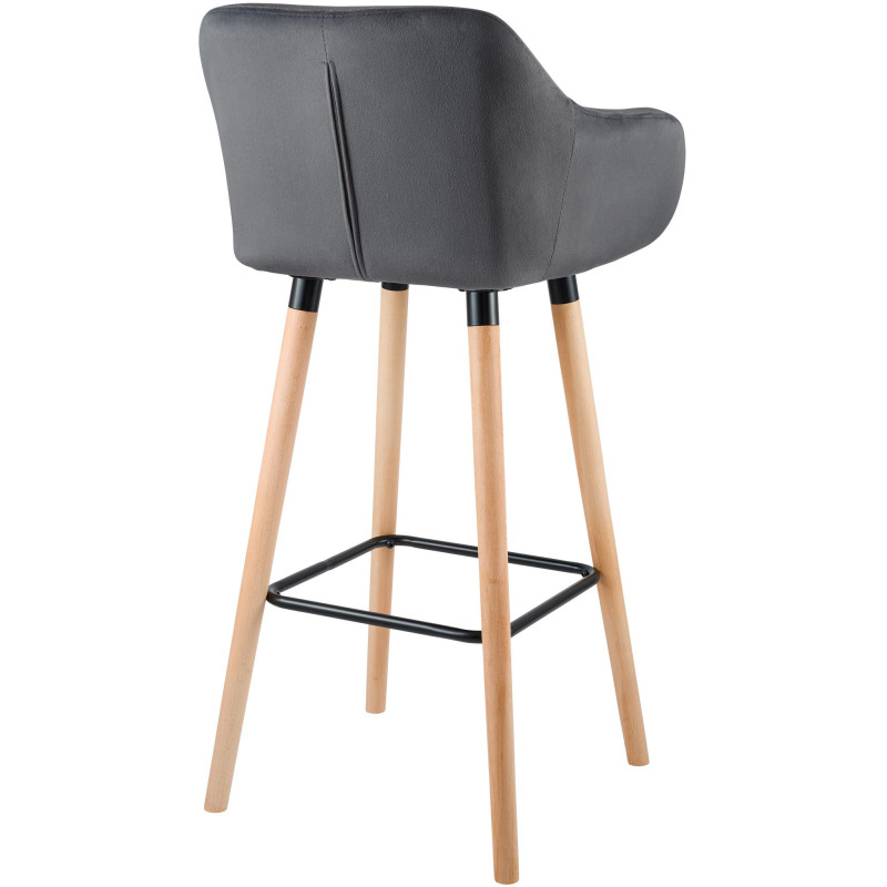 Ensemble de 2 tabourets de bar Grant en velours gris