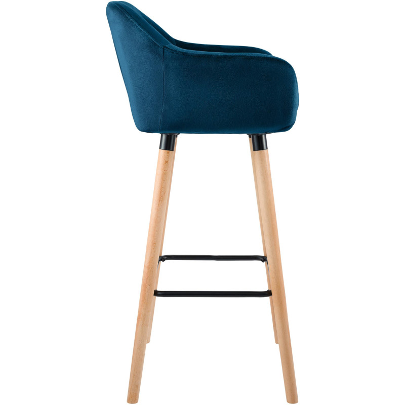 Ensemble de 2 tabourets de bar Grant en velours bleu