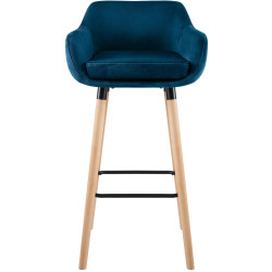 Conjunto de 2 banquetas de bar Grant em veludo azul.
