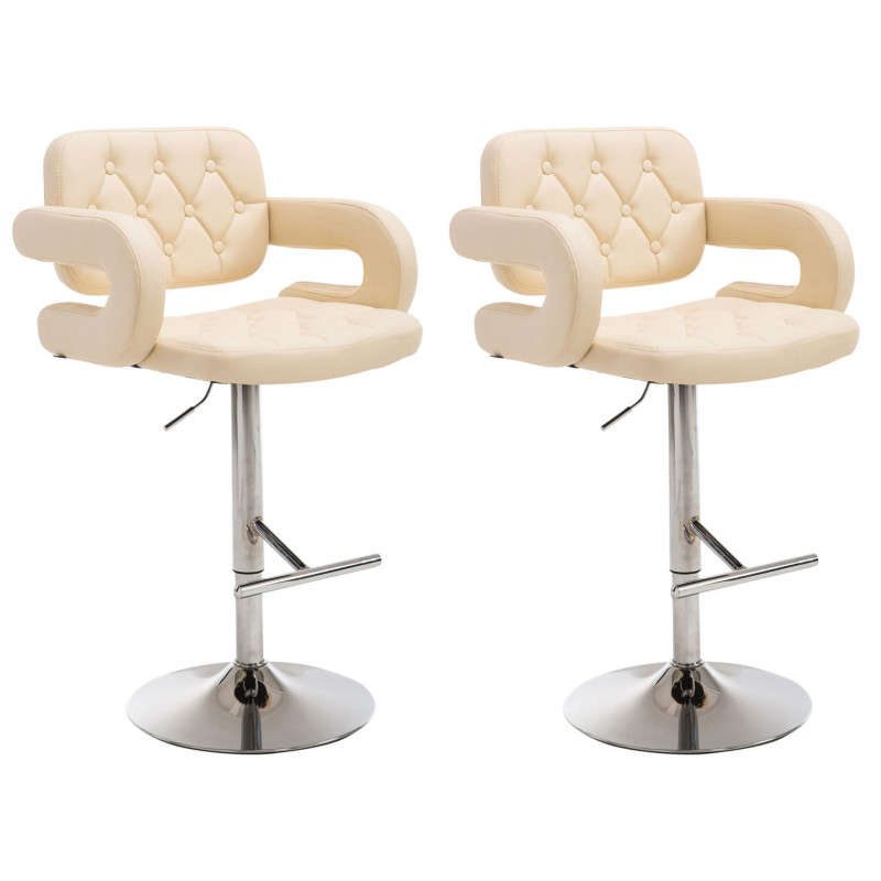 Lot de 2 tabourets de bar Dublin C, couleur crème