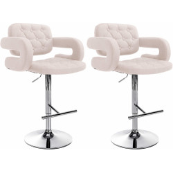 Lot de 2 tabourets de bar Dublin, tissu C, beige