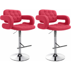 Lot de 2 tabourets de bar Dublin, tissu C, rouge