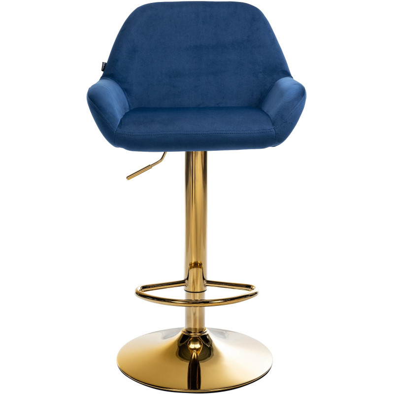 Tabouret de bar Braga Gold velours bleu