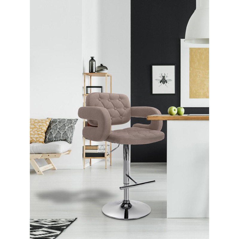 Ensemble de 2 tabourets de bar Dublin, tissu C, taupe