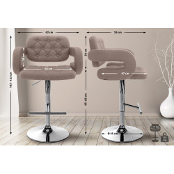 Set di 2 sgabelli da bar Dublin, tessuto C, tortora